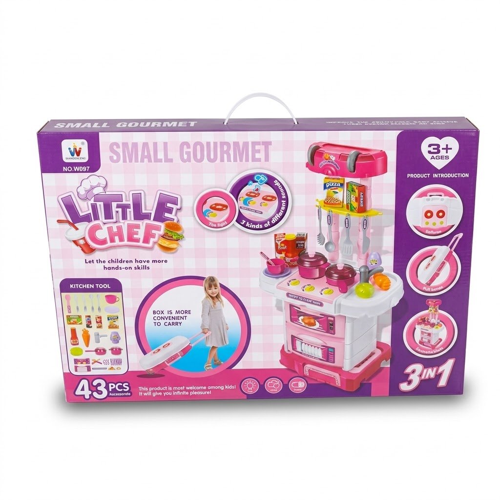 Small Gourmet Little Chef 3-in-1 Kitchen Set- 43 Pieces (Ages 3+)